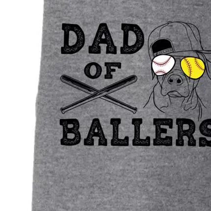 Dad Of Ballers Softball Baseball Father Gift Doggie 3-End Fleece Hoodie