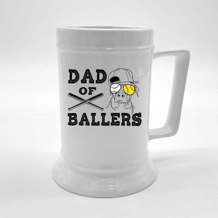 Dad Of Ballers Softball Baseball Father Gift Front & Back Beer Stein