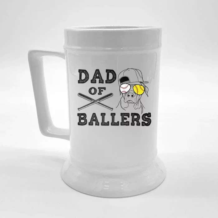 Dad Of Ballers Softball Baseball Father Gift Front & Back Beer Stein