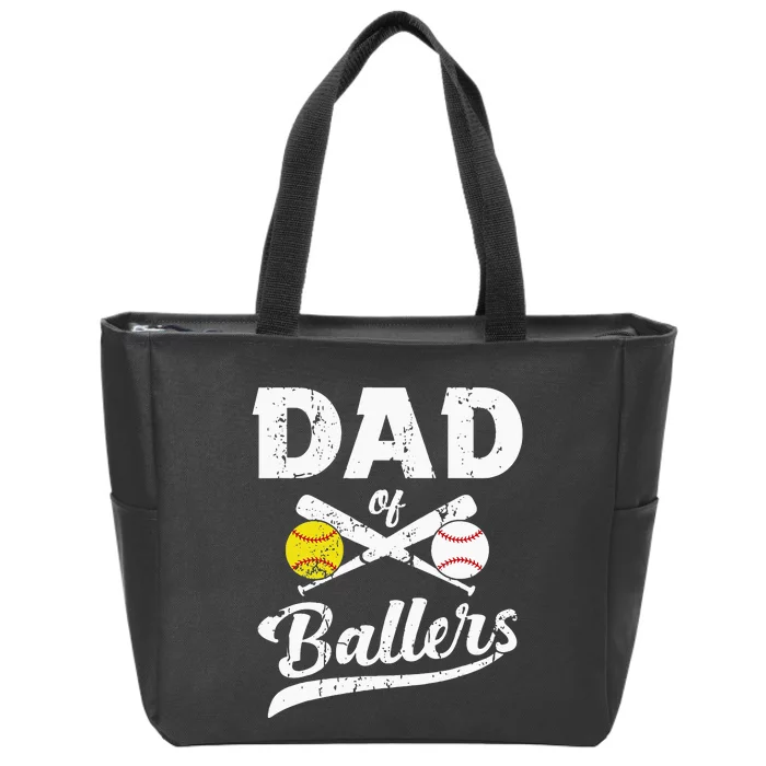 Dad Of Ballers Dad Of Baseball And Softball Player For Dad Zip Tote Bag