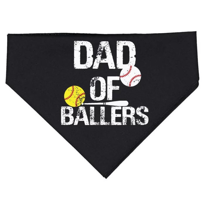 Dad Of Ballers Dad Of Baseball And Softball Player For Dad USA-Made Doggie Bandana