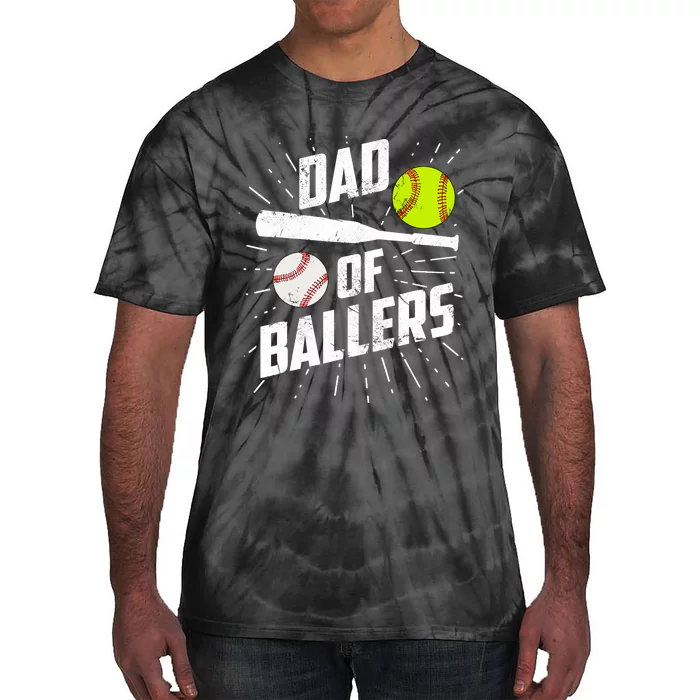 Dad Of Ballers Funny Baseball Softball Game Fathers Day Gift Tie-Dye T-Shirt