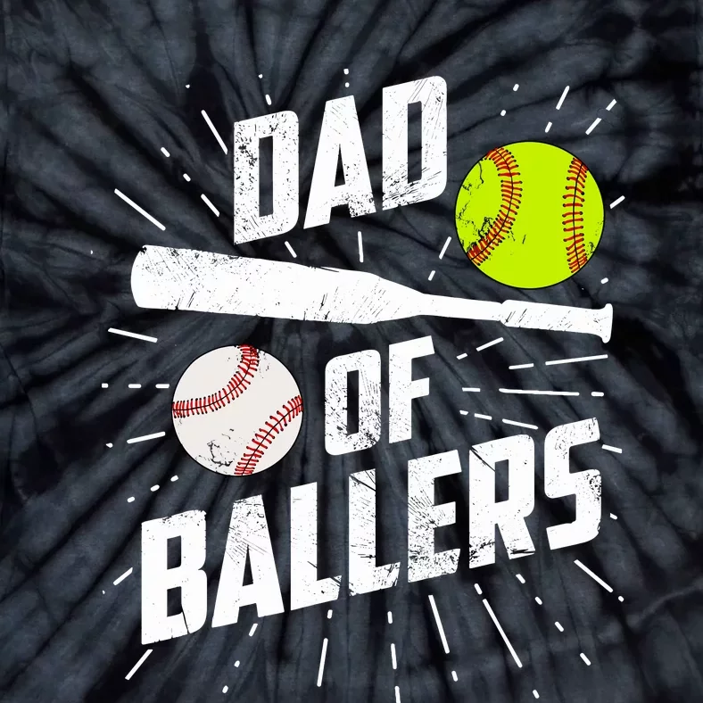 Dad Of Ballers Funny Baseball Softball Game Fathers Day Gift Tie-Dye T-Shirt