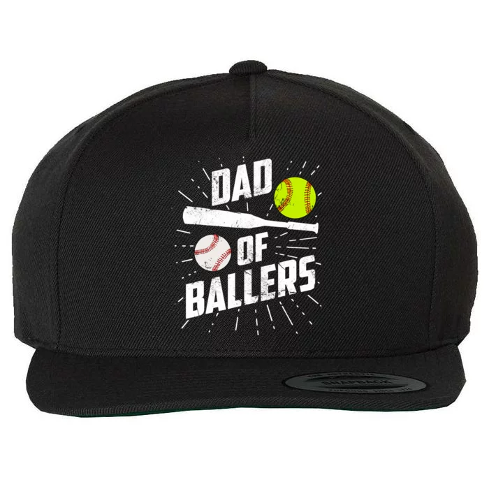 Dad Of Ballers Funny Baseball Softball Game Fathers Day Gift Wool Snapback Cap