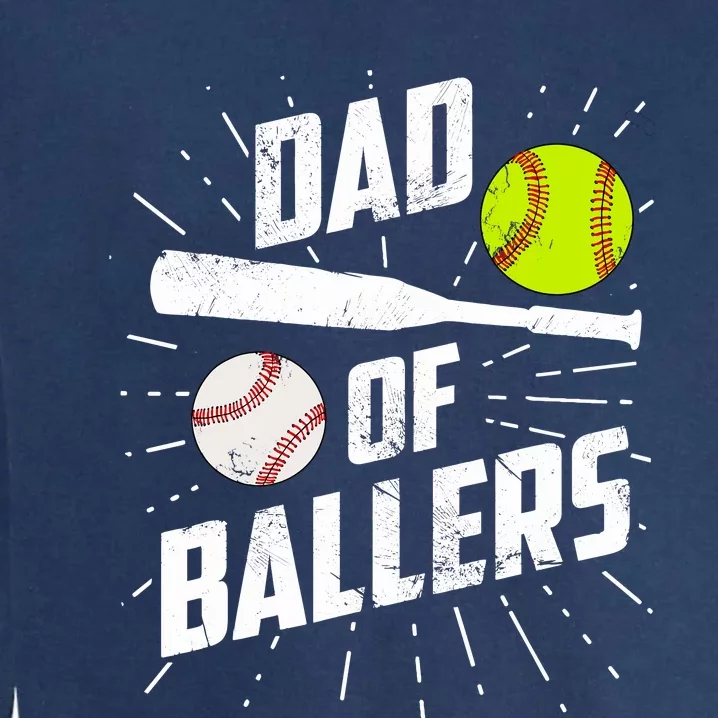 Dad Of Ballers Funny Baseball Softball Game Fathers Day Gift Garment-Dyed Sweatshirt