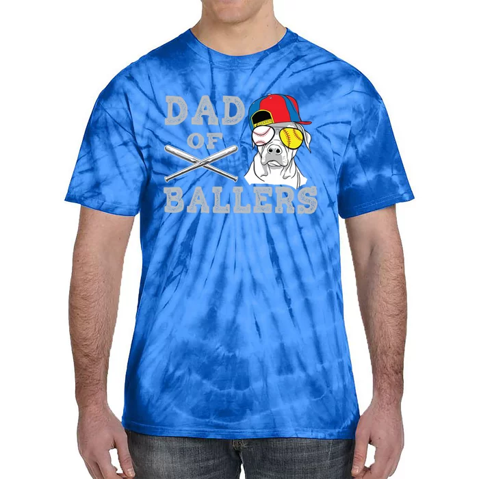 Dad Of Ballers Softball Baseball Father Gift Tie-Dye T-Shirt