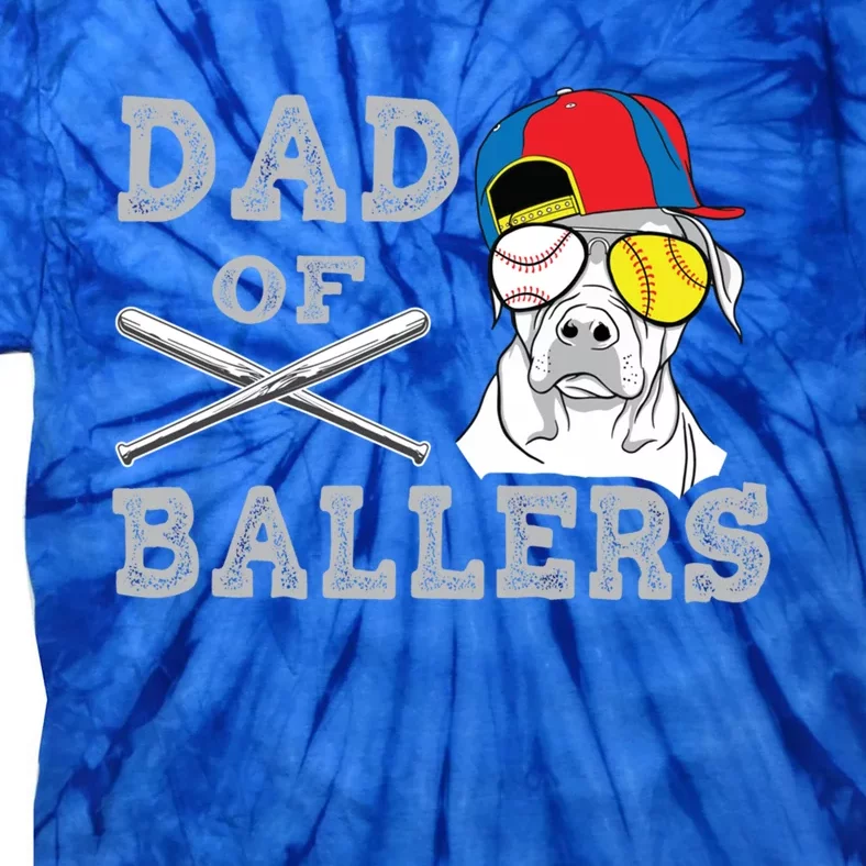 Dad Of Ballers Softball Baseball Father Gift Tie-Dye T-Shirt