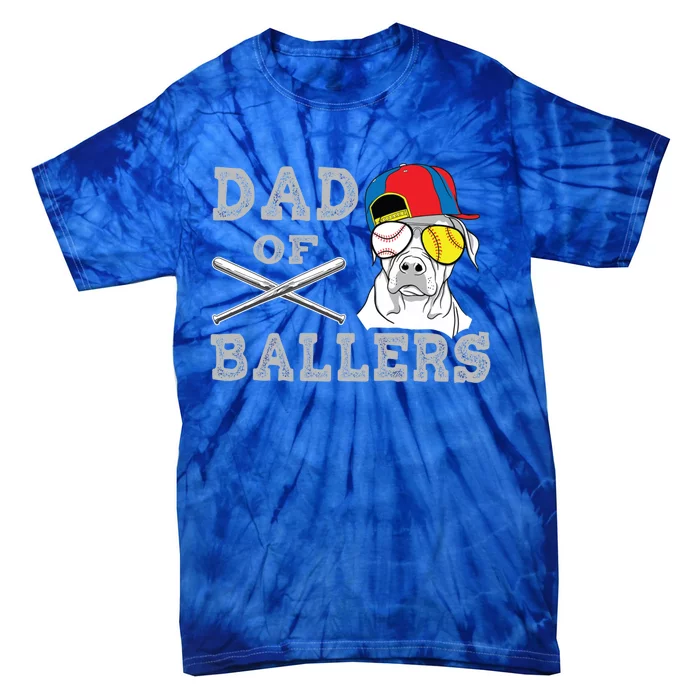 Dad Of Ballers Softball Baseball Father Gift Tie-Dye T-Shirt