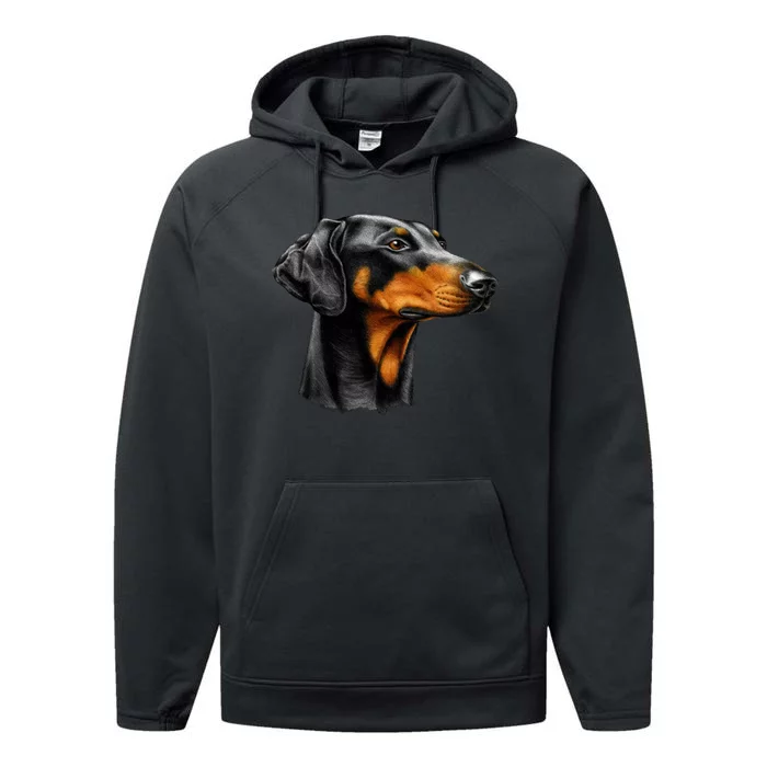 Doberman Dog Performance Fleece Hoodie