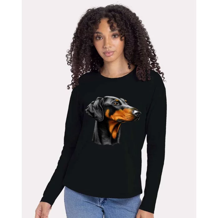 Doberman Dog Womens Cotton Relaxed Long Sleeve T-Shirt