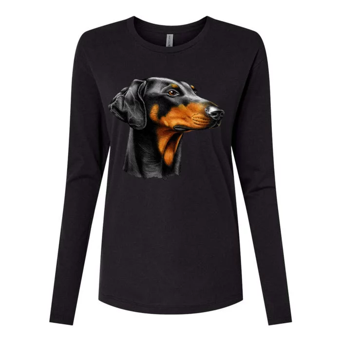 Doberman Dog Womens Cotton Relaxed Long Sleeve T-Shirt