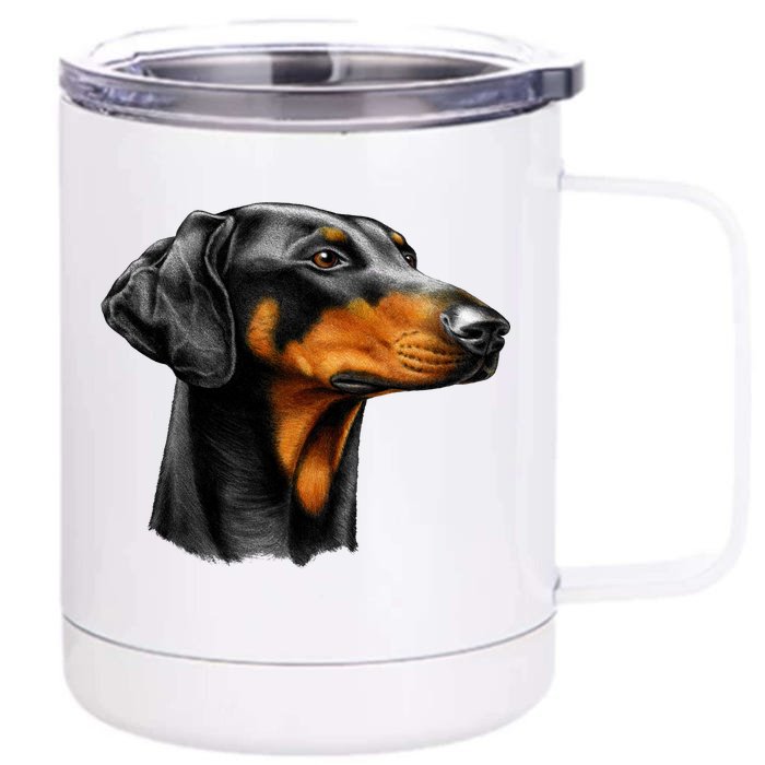 Doberman Dog Front & Back 12oz Stainless Steel Tumbler Cup