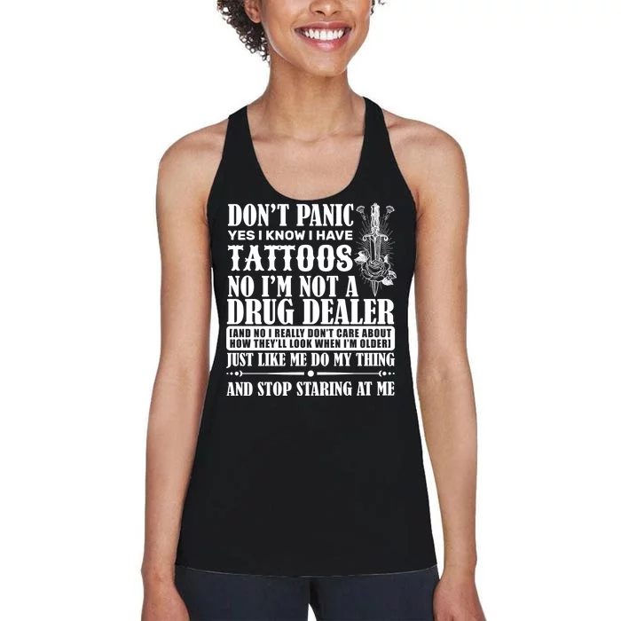 Dob't Panic I Have A Tattooed Women's Racerback Tank