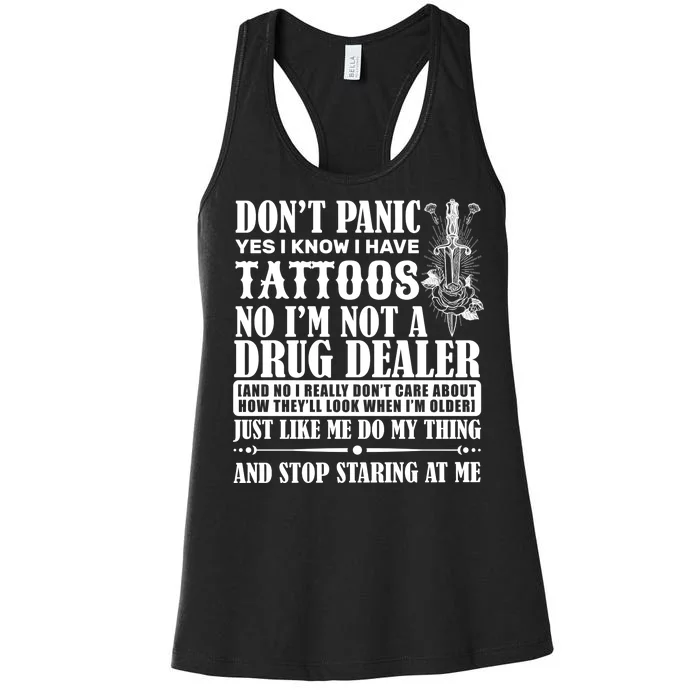 Dob't Panic I Have A Tattooed Women's Racerback Tank