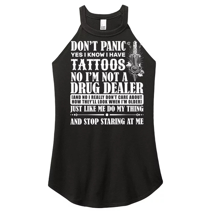 Dob't Panic I Have A Tattooed Women’s Perfect Tri Rocker Tank