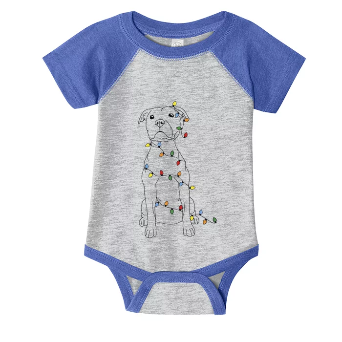 Dog Owner Christmas Lights Pitbull Mom Holiday Cool Gift Infant Baby Jersey Bodysuit