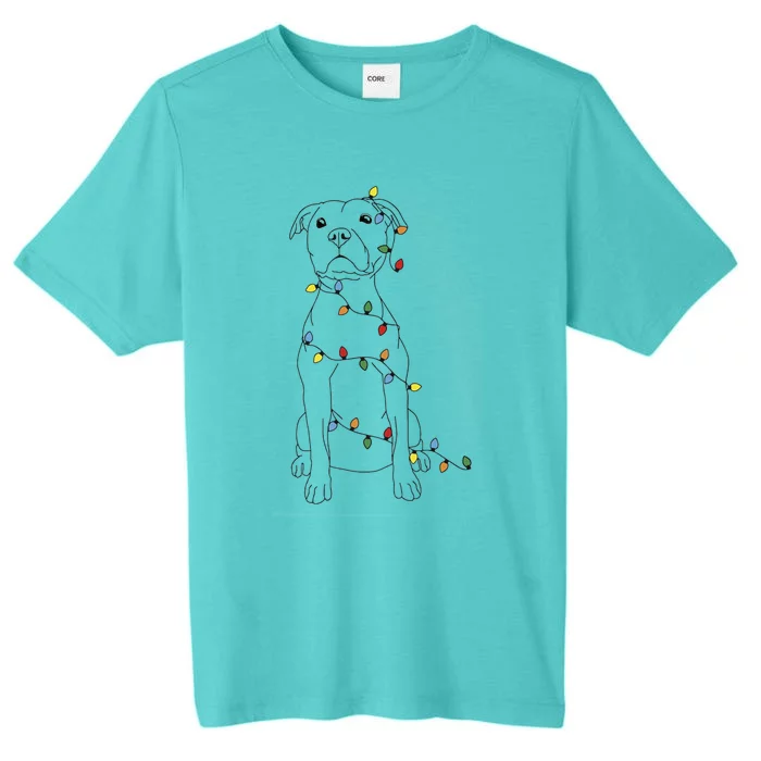 Dog Owner Christmas Lights Pitbull Mom Holiday Cool Gift ChromaSoft Performance T-Shirt