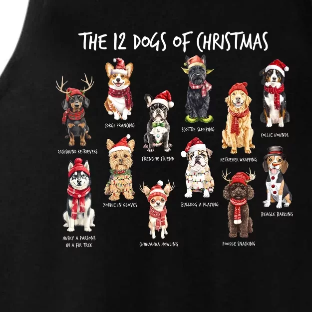 Dogs Of Christmas Xmas Holiday Season Ladies Tri-Blend Wicking Tank