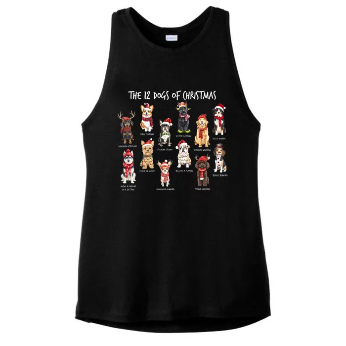 Dogs Of Christmas Xmas Holiday Season Ladies Tri-Blend Wicking Tank