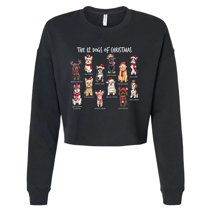 Dogs Of Christmas Xmas Holiday Season Cropped Pullover Crew