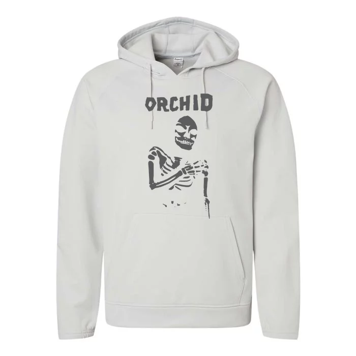 Deathwishinc Orchid Chaos Skeleton Silver Performance Fleece Hoodie