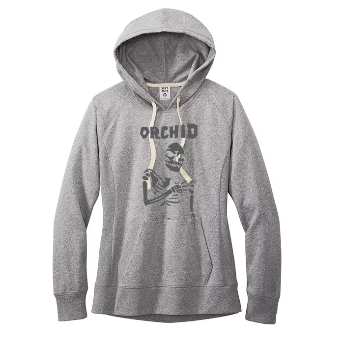 Deathwishinc Orchid Chaos Skeleton Silver Women's Fleece Hoodie