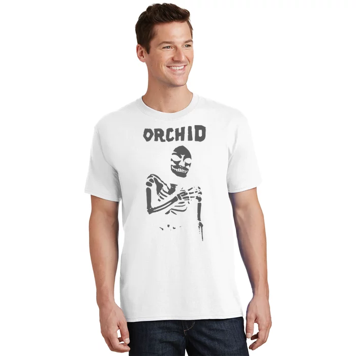 Deathwishinc Orchid Chaos Skeleton Silver T-Shirt