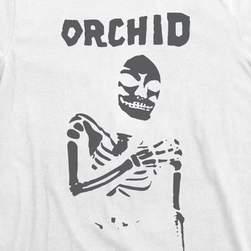 Deathwishinc Orchid Chaos Skeleton Silver T-Shirt