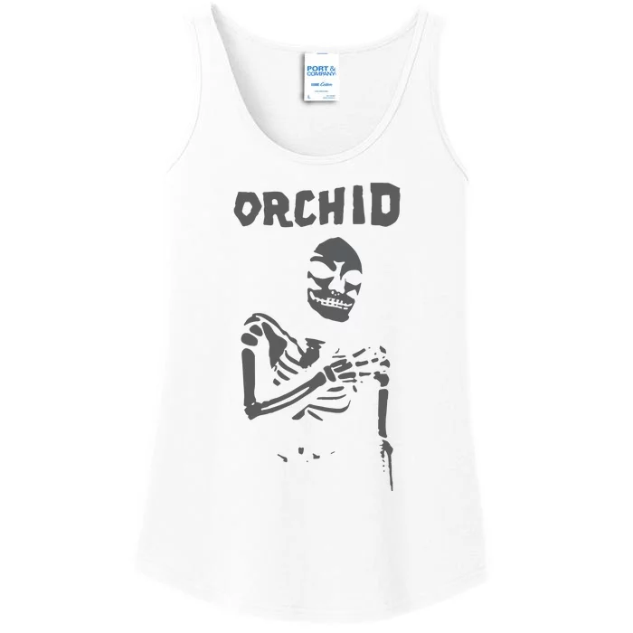 Deathwishinc Orchid Chaos Skeleton Silver Ladies Essential Tank