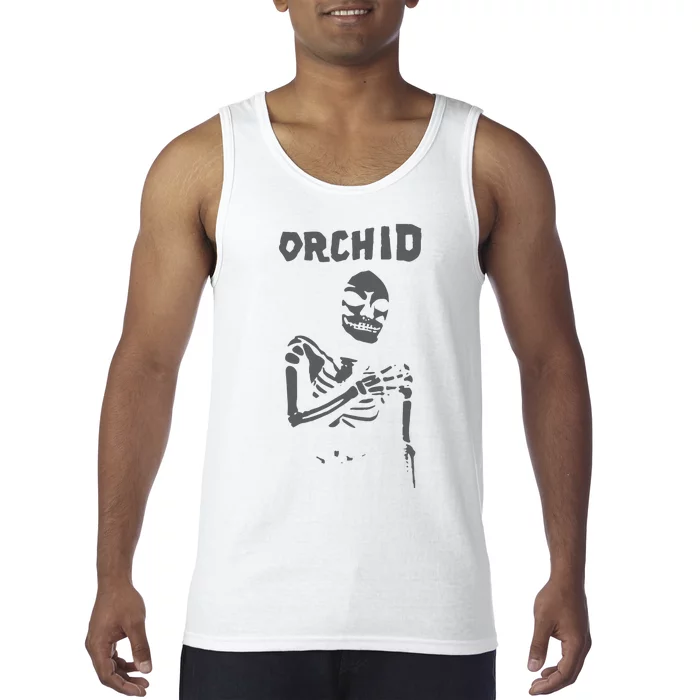 Deathwishinc Orchid Chaos Skeleton Silver Tank Top