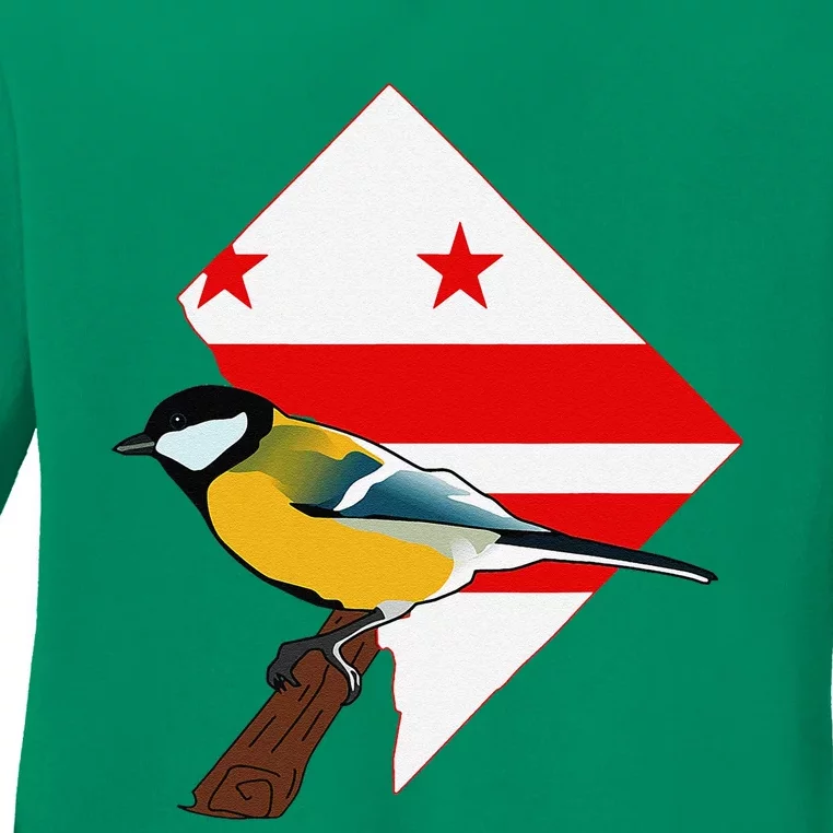 District Of Columbia Us Flag State Bird Ladies Long Sleeve Shirt