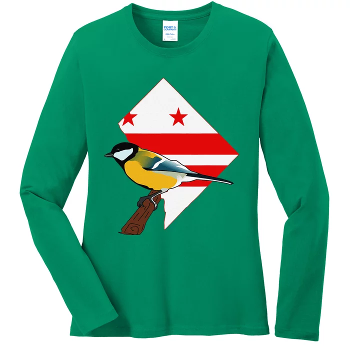 District Of Columbia Us Flag State Bird Ladies Long Sleeve Shirt