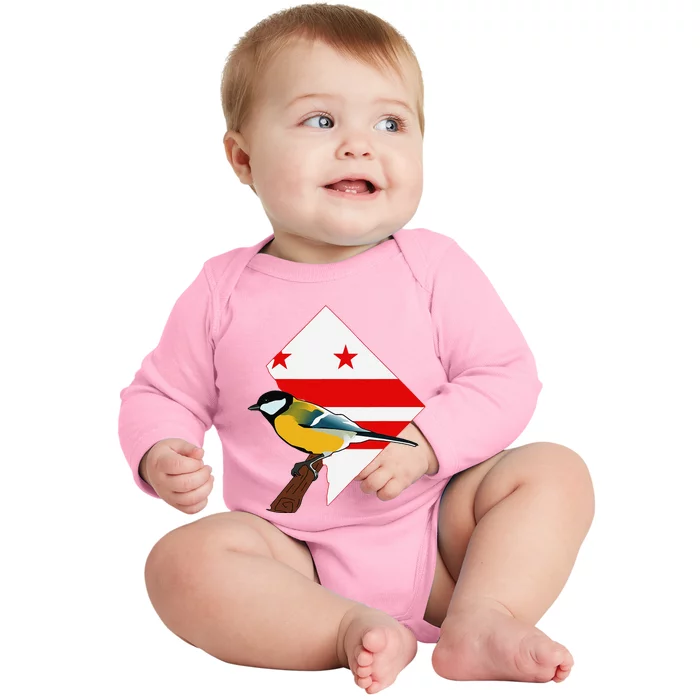 District Of Columbia Us Flag State Bird Baby Long Sleeve Bodysuit