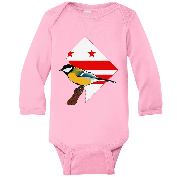 District Of Columbia Us Flag State Bird Baby Long Sleeve Bodysuit