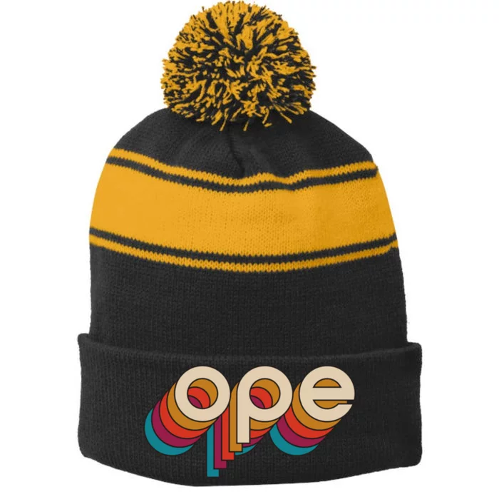 Disco Ope Stripe Pom Pom Beanie