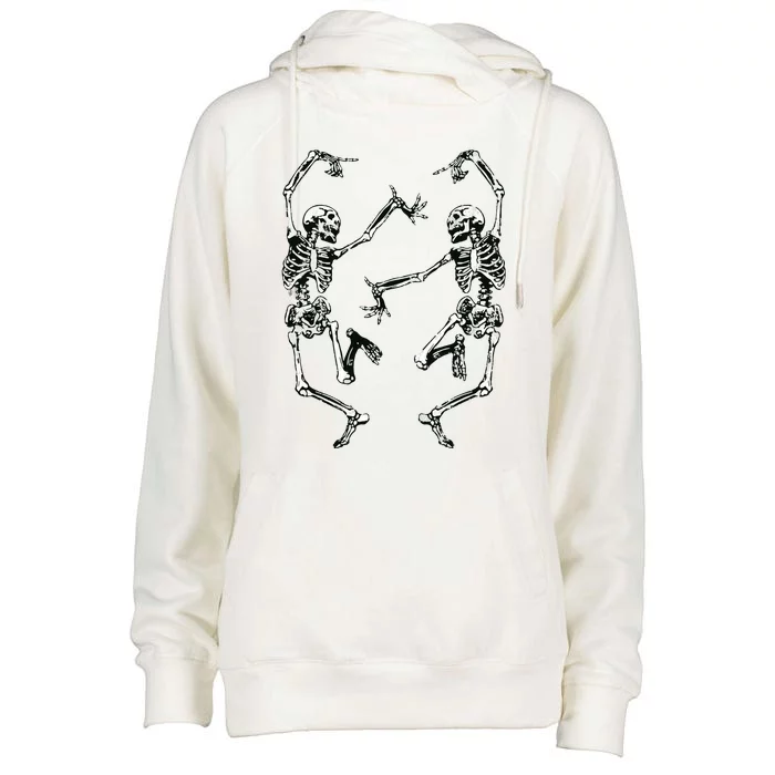 Dance Of Death Macabre Skeleton Skull Halloween Womens Funnel Neck Pullover Hood