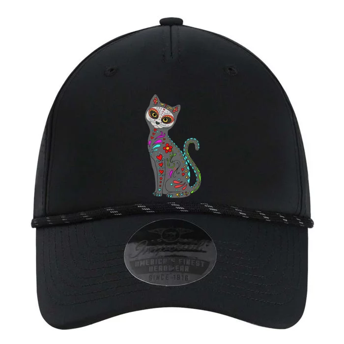 Day Of Dead Cat Mexican Cat Lover Cat Sugar Skull Performance The Dyno Cap