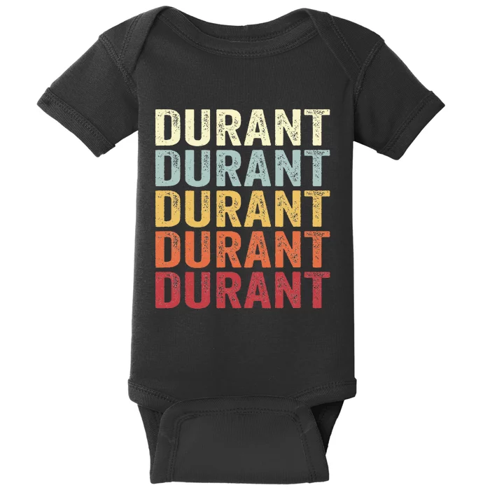 Durant Oklahoma Durant Ok Retro Vintage Text Baby Bodysuit