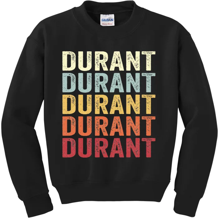 Durant Oklahoma Durant Ok Retro Vintage Text Kids Sweatshirt