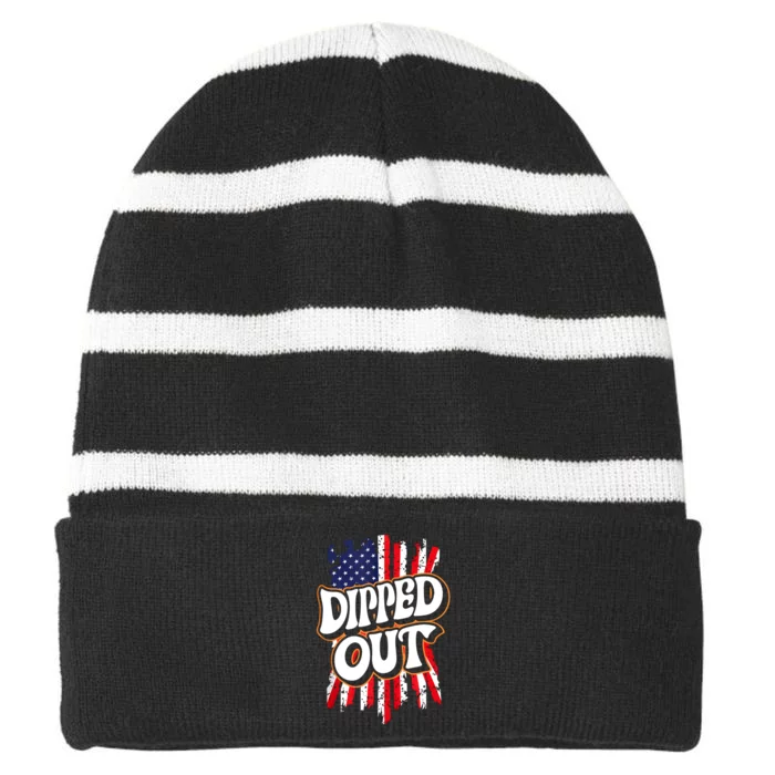 Dipped Out Striped Beanie with Solid Band