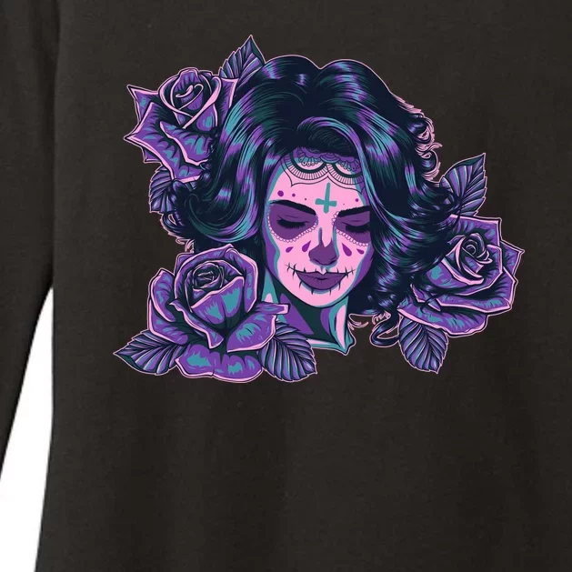 Day Of Dead Dia Los Muertos Sugar Skull Woman Womens CVC Long Sleeve Shirt