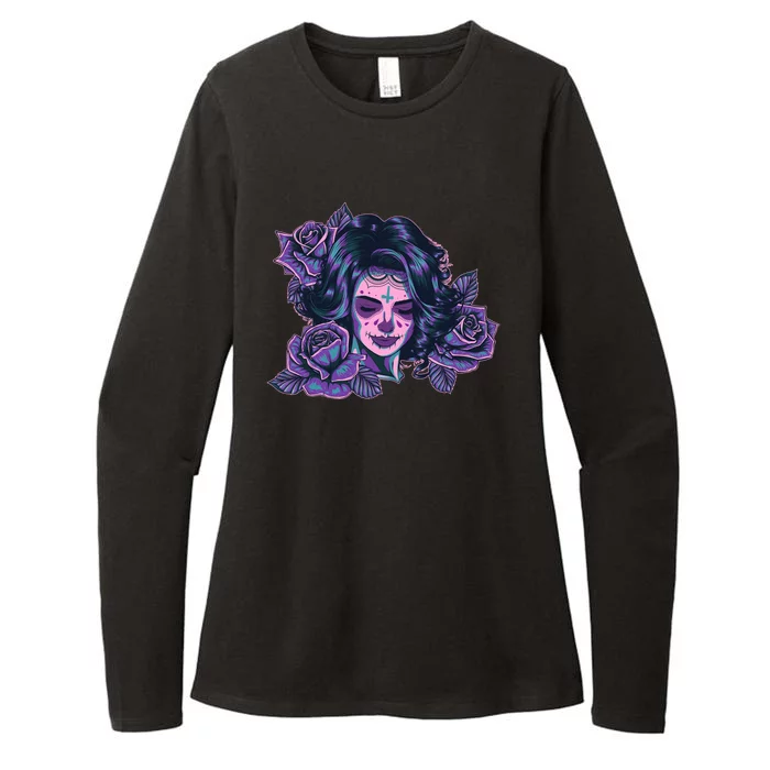 Day Of Dead Dia Los Muertos Sugar Skull Woman Womens CVC Long Sleeve Shirt