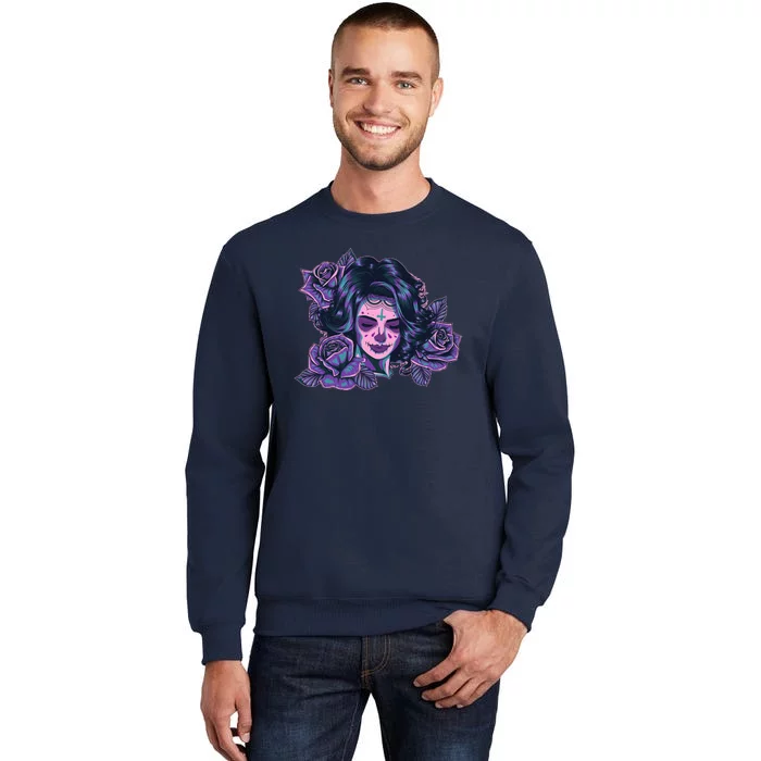 Day Of Dead Dia Los Muertos Sugar Skull Woman Tall Sweatshirt