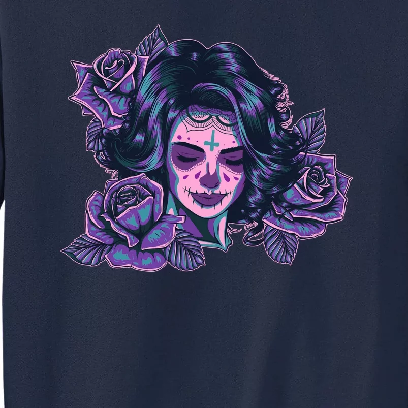 Day Of Dead Dia Los Muertos Sugar Skull Woman Tall Sweatshirt