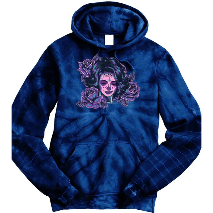 Day Of Dead Dia Los Muertos Sugar Skull Woman Tie Dye Hoodie