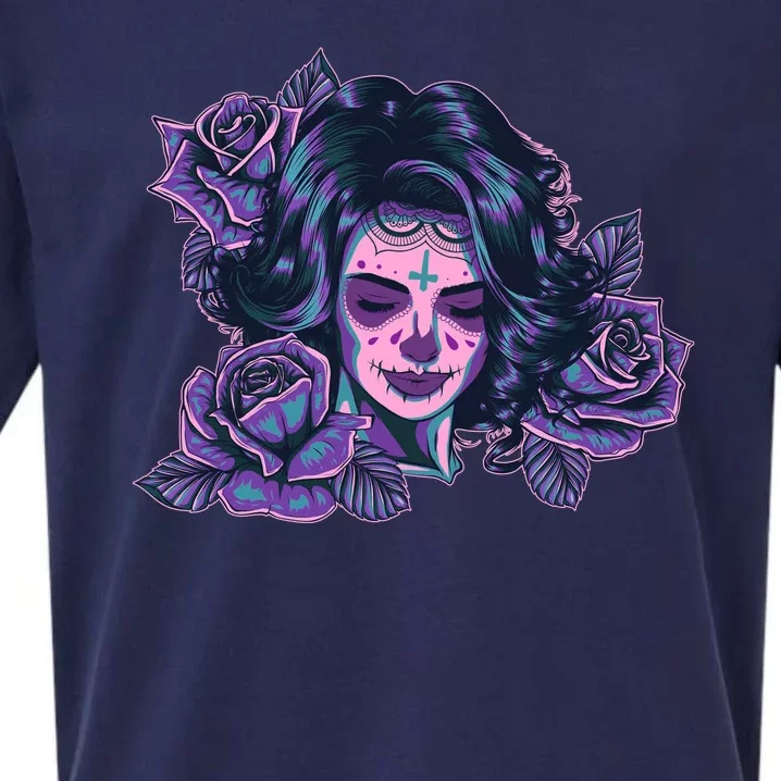 Day Of Dead Dia Los Muertos Sugar Skull Woman Sueded Cloud Jersey T-Shirt