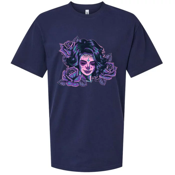 Day Of Dead Dia Los Muertos Sugar Skull Woman Sueded Cloud Jersey T-Shirt