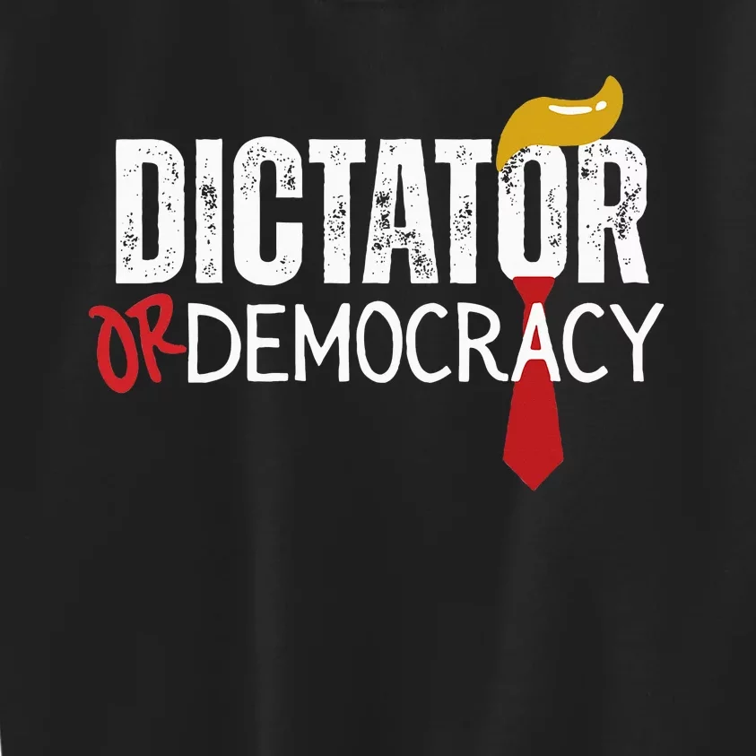 Dictator Or Democracy Funny Trump Hair Tie Kids Sweatshirt