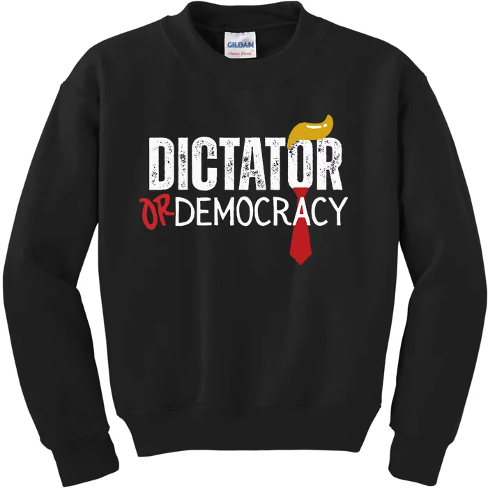 Dictator Or Democracy Funny Trump Hair Tie Kids Sweatshirt