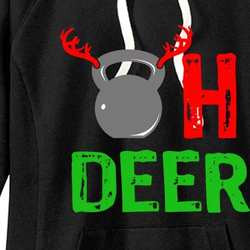 Dumbell Oh Deer Gift Funny Christmas Reindeer Top Women's Fleece Hoodie